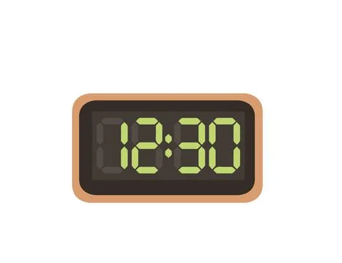 Modern alarm clock with digital display and green numbers vector illustration on Stock Illustration