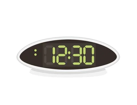 Modern alarm clock with digital display and green numbers vector illustration on Illustrazione stock