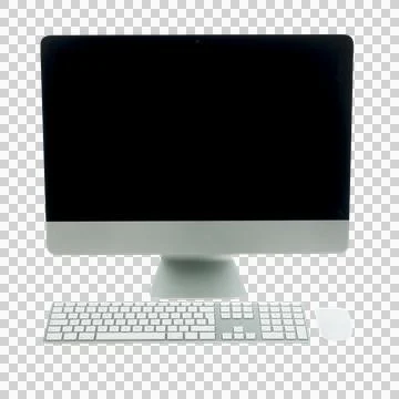 A modern all-in-one computer with a black screen 스톡 사진