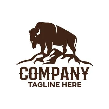 Modern American Bison Logo. Vector illustration. Illustrazione stock