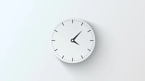 Modern Analog Clock 12 Hour Loop Animation in Minimal Style Stock Footage 312968633