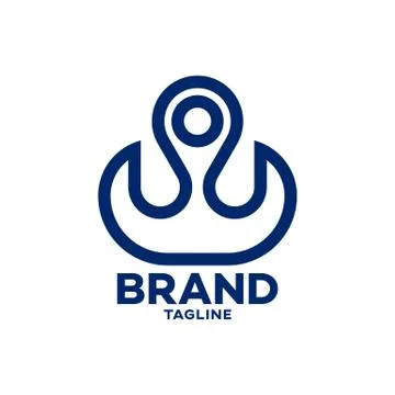 Modern anchor and map logo Illustrazione stock