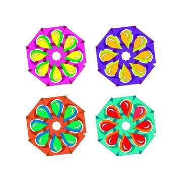 A modern and abstract vector illustration featuring a set of four unique de.. Stock Illustration