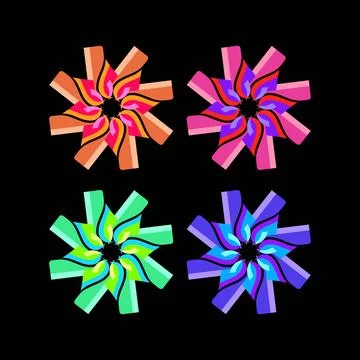 A modern and abstract vector illustration featuring a set of four unique de.. Stock Illustration
