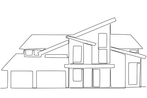 A modern and complex house architecture Stock Illustration