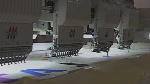 Modern And Complex Sewing Machines That Are Assisted By The Computer Stock Footage 237987568