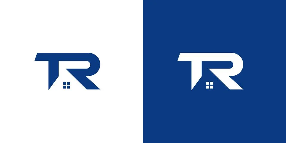 Modern and cool TR initials real estate logo design Stock Illustration