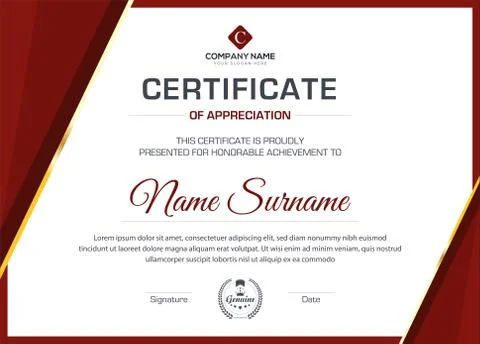 This is modern and creative certificate design for all types company. Stock Illustration