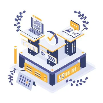 Modern and digitalized educational method system Stock Illustration