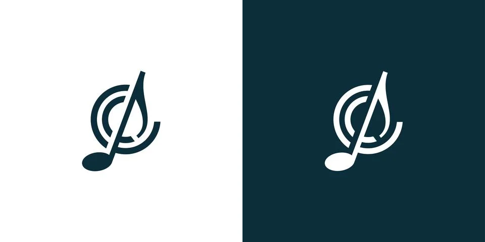 Modern and elegant C initials music logo design 1 Stock Illustration