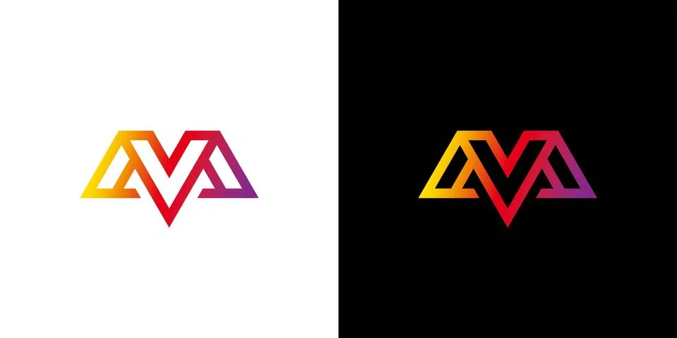 Modern and elegant MV initials logo design Stock Illustration