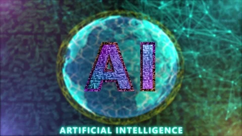 Modern and futuristic artificial intelligence word animation on blur backgrou Stock Footage 253555733