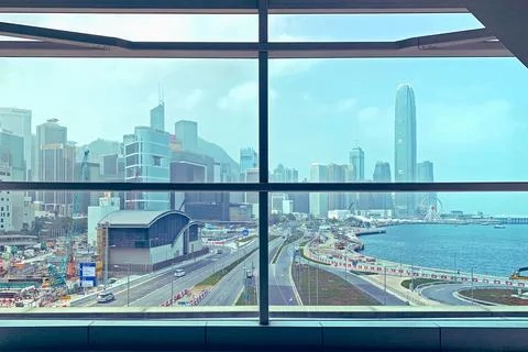 Modern and geomatric design inside the corprate office building 스톡 사진