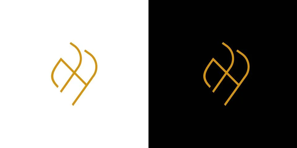 Modern and luxury AH initials logo design Stock Illustration