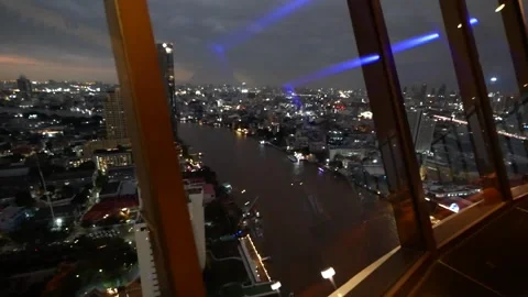 Modern and Luxury Rooftop Bar Interior Design Stock Footage 345143551