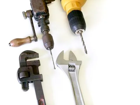 Modern and old tools Stock Photos
