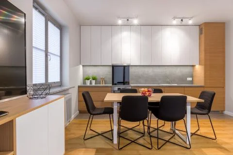 Modern and open kitchen Stock Photos
