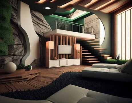 A Modern and Organic Basement Ilustración de archivo