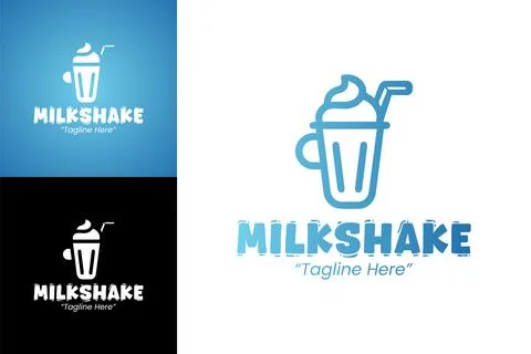 Modern and Refreshing Milkshake Logo for Business and Brand Identity Stock Illustration