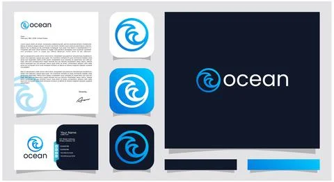 Modern and simple circle wave ocean design. design inspiration business car.. Stock Illustration