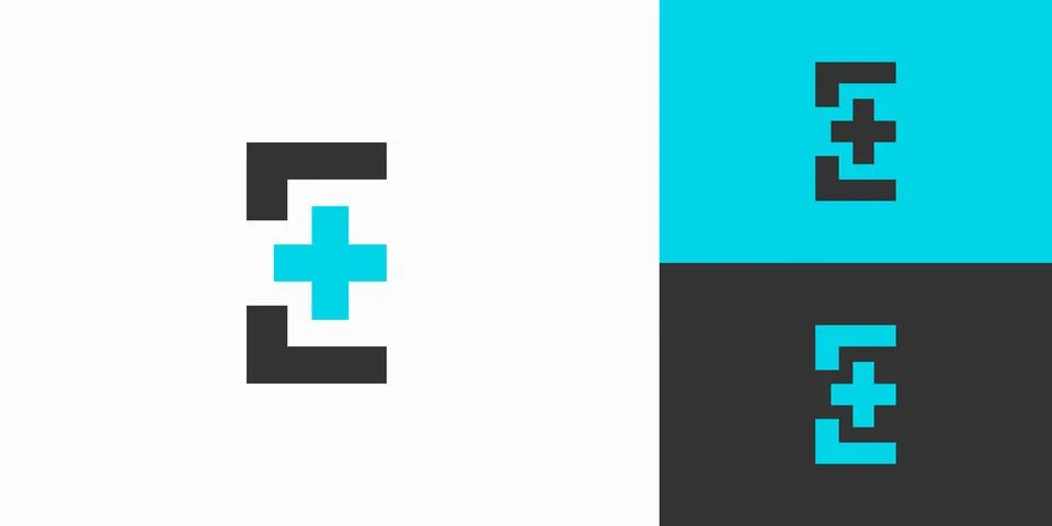 Modern and simple letter E combination health logo design Stock Illustration
