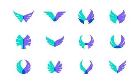 Modern and simple style wings logo template Stock Illustration