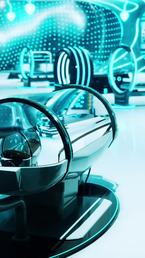 A modern and sleek office space with futuristic furniture and design elements Stock Footage 274374683