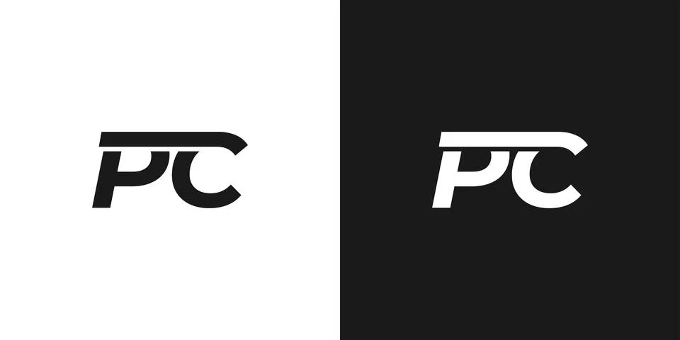 Modern and stong PC initials abstract logo design. Stock Illustration