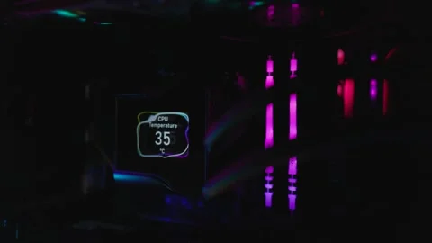 Modern and technologically advanced water-cooled system unit for gamers. Stock Footage 284219743