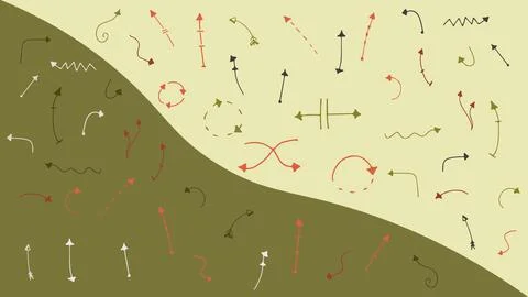 Modern and trendy direction pointers in natural green colors, hand drawn arrows 库存插图