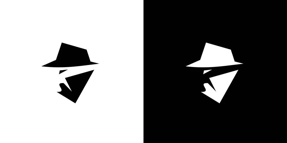 Modern and unique black hat detective illustration logo design 5 Stock Illustration