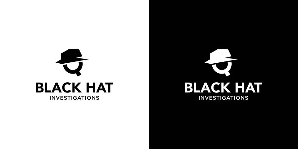 Modern and unique black hat detective illustration logo design 4 Stock Illustration