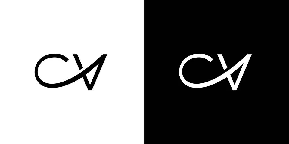 Modern and unique CV initial logo design abstract Illustrazione stock