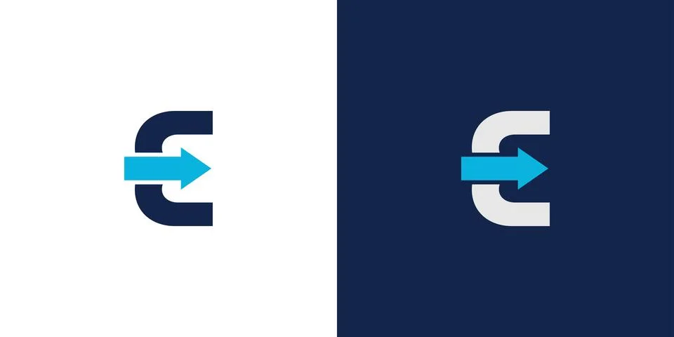 Modern and unique  E arrow  logo design Stock Illustration