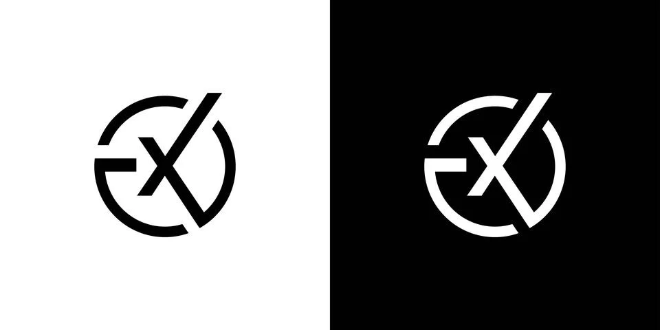 Modern and unique EX initial circle logo design abstract Stock Illustration
