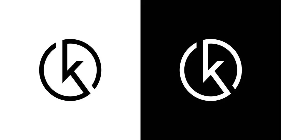 Modern and unique K initial circle logo design abstract Stock Illustration