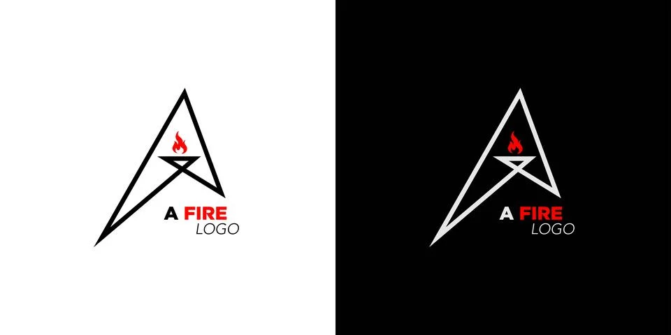 Modern and unique letter A initial fire logo design Stock Illustration