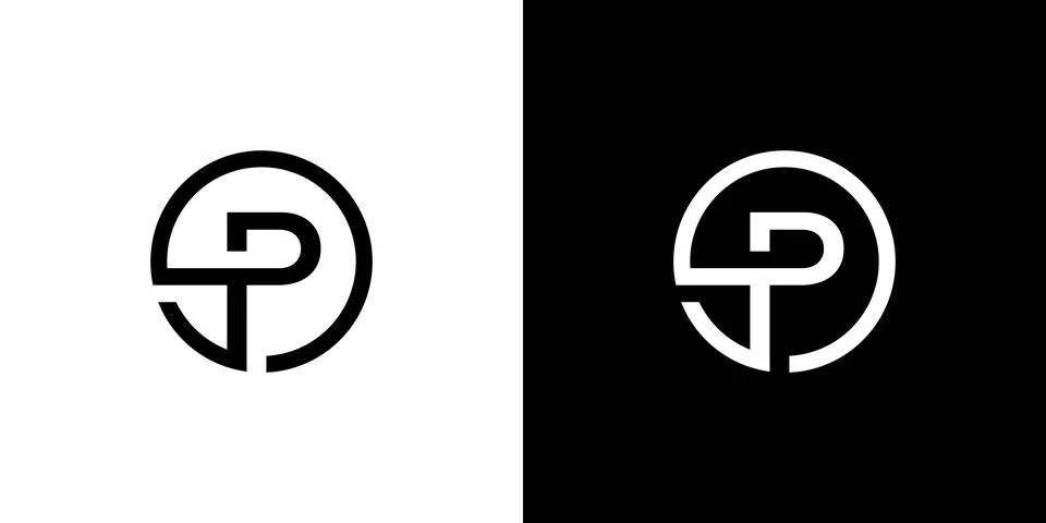 Modern and unique P initial circle logo design abstract Stock Illustration