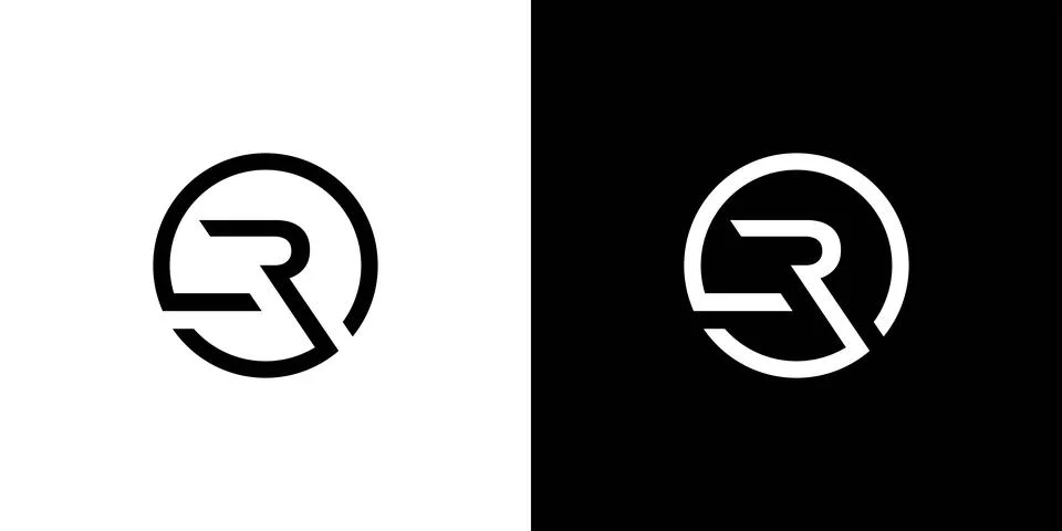 Modern and unique R initial circle logo design abstract Stock Illustration
