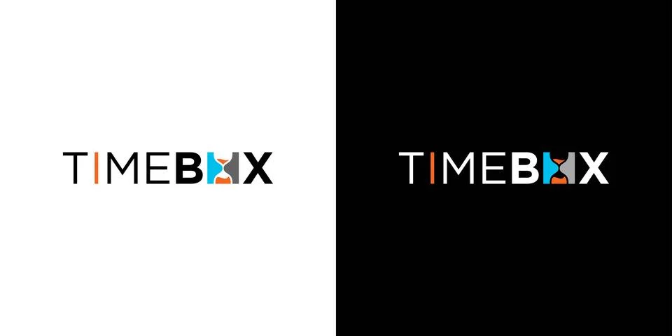 Modern and unique time box logo design Stock Illustration