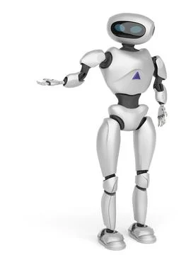 Modern android robot on a white background. 3D rendering. Stock Photos