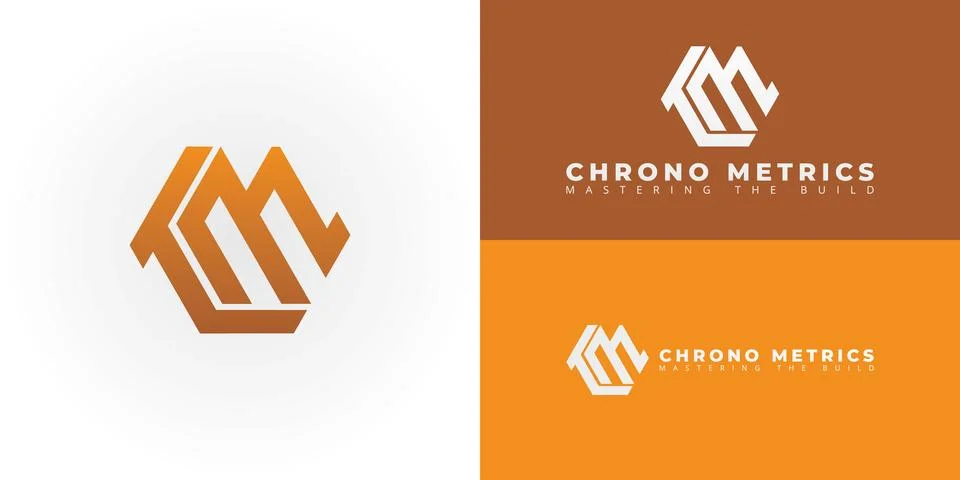 Modern angular CM emblem for architecture and construction. Ilustración de archivo
