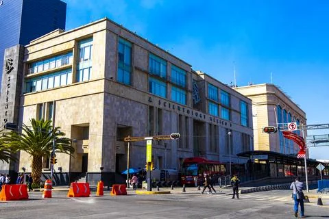 Modern angular high rise building skyscraper buildings Mexico City Mexico. Fotos de archivo