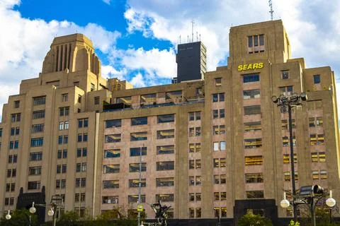 Modern angular high rise building skyscraper buildings Mexico City Mexico. Fotos de archivo