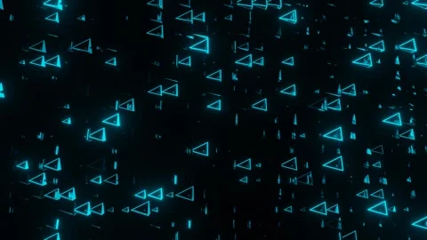 Modern animated loop background. blue flashing rows of pyramids on a black backg Stock Footage 247829145
