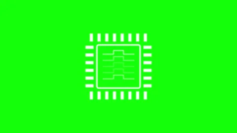 Modern animated processor symbol showing electronic data flow and circuit b.. Stock Footage 343799528