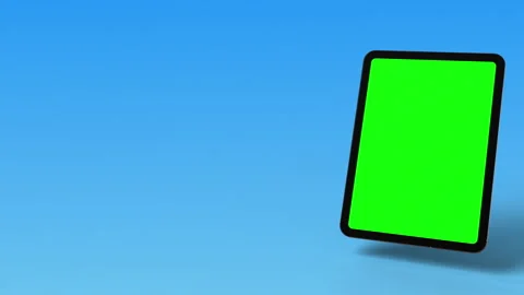 Modern, animated tablet with green screen on display. Stock Footage 254627222