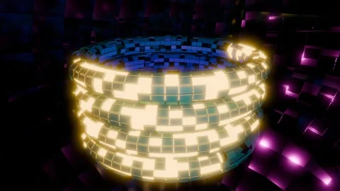 Modern Animation 4K VJ Loop - Sleek Abstract Motion Background Teal Pink Gol Stock Footage 307900799