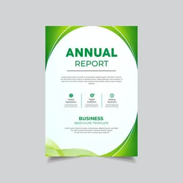 Modern Annual Report design template. Green Wave Business flyer design Stock Illustration