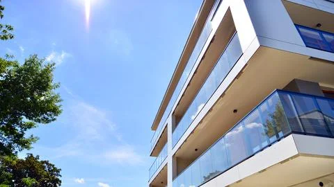 Modern apartment building facade Stock Photos